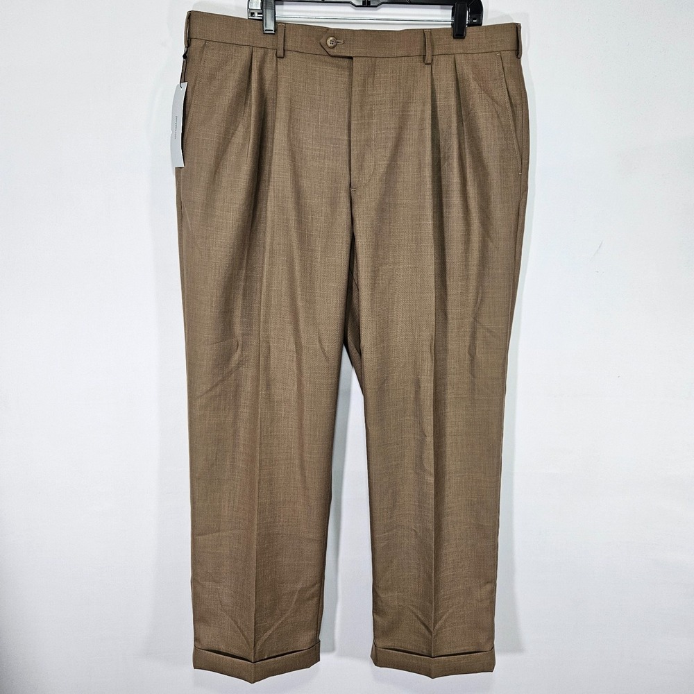 Perry Ellis America Men's Dress Pant Trousers‎ Brown Poly Blend Size 40x30 NEW